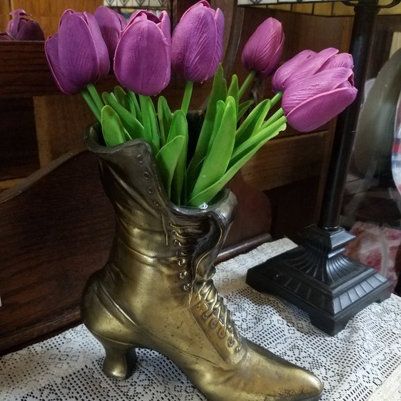Source Unknown Other - 1950's Brass Victorian Decorative Boot Vase